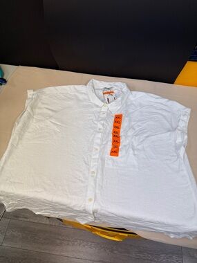 Orvis Women’s business casual White Short-Sleeve Button-Up Shirt - XXL new plus